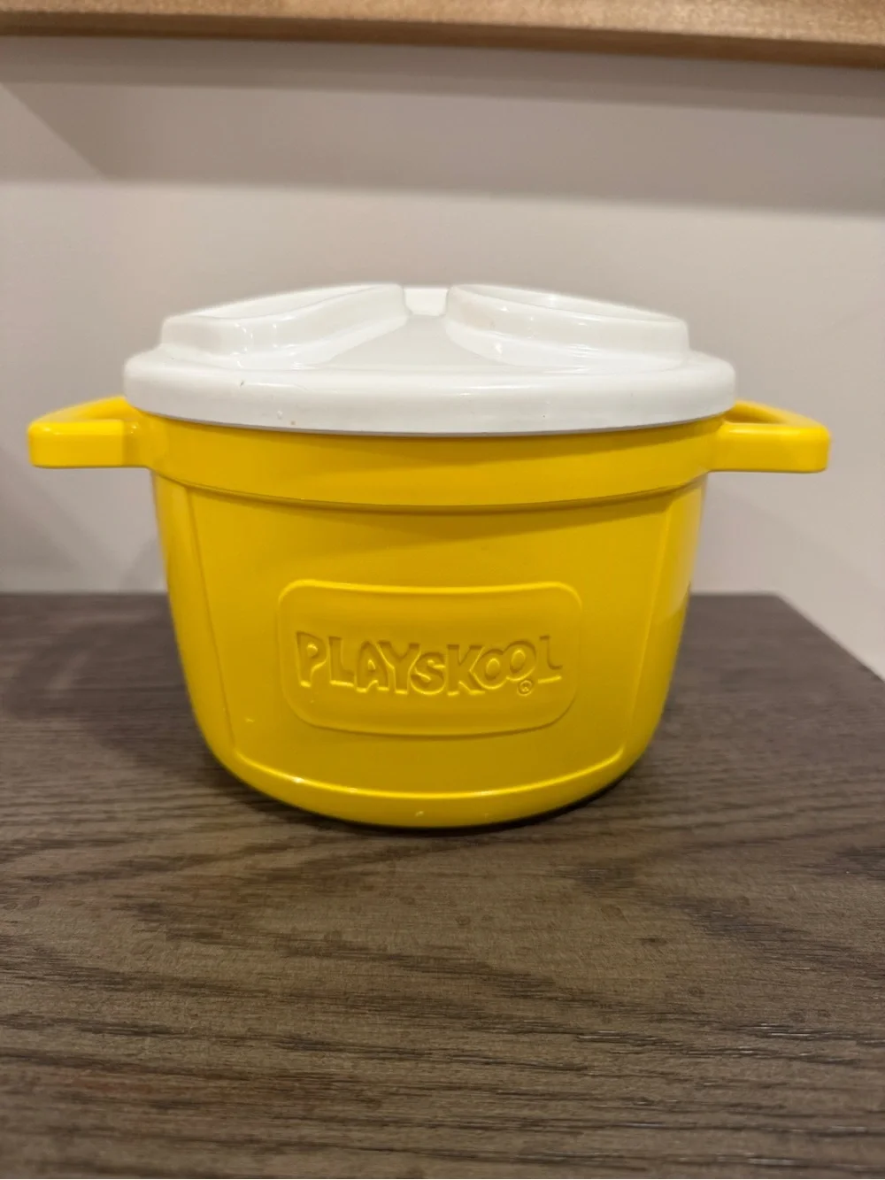 Vintage 1991 Playskool Yellow Pot Toy Shape Sorter, 10 Blocks Included